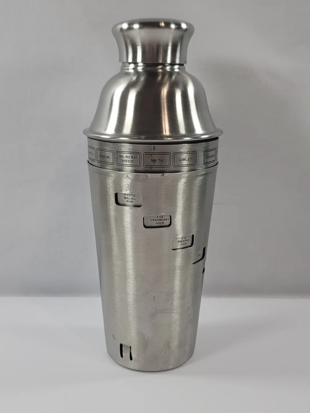 Dial A Drink Cocktail Shaker - Stainless Steel 15 Recipes Strainer